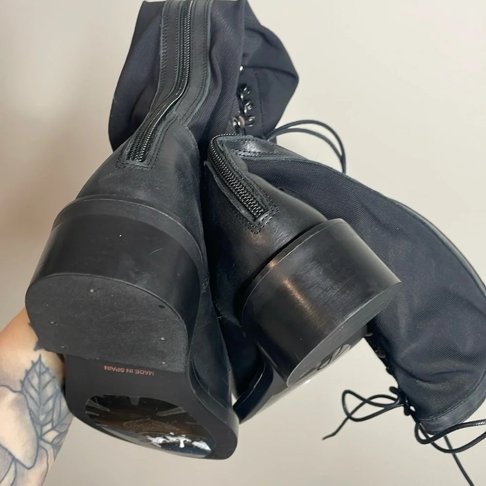 Free People | Black Trickum Tall Lace Up Boots Size Euro 38 US 7.5 New in Box - Picture 8 of 8